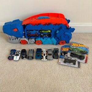 T. Rex Car Transporter + hot wheels cars bundle